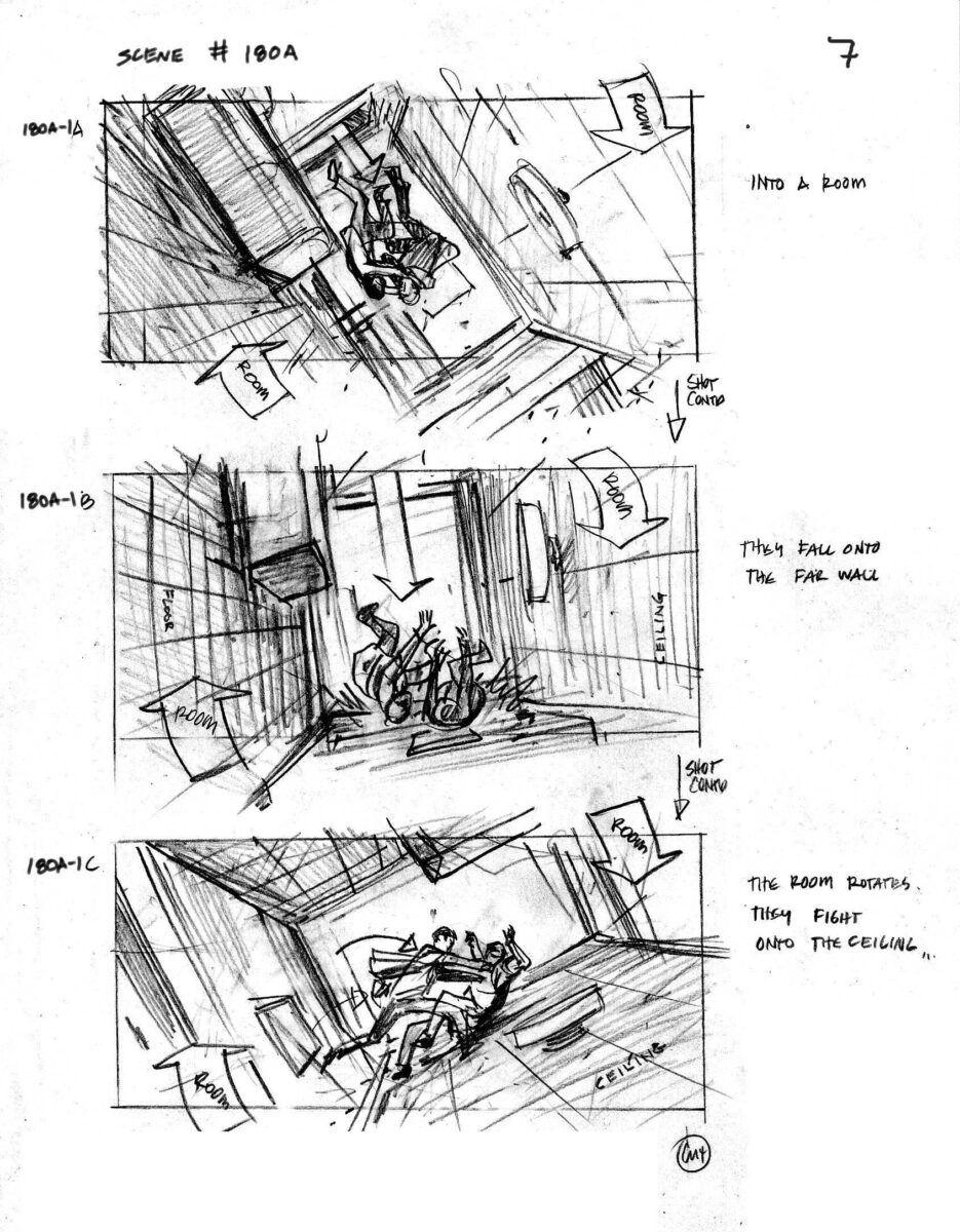 Inception (2010) storyboards by Gabriel Hardman