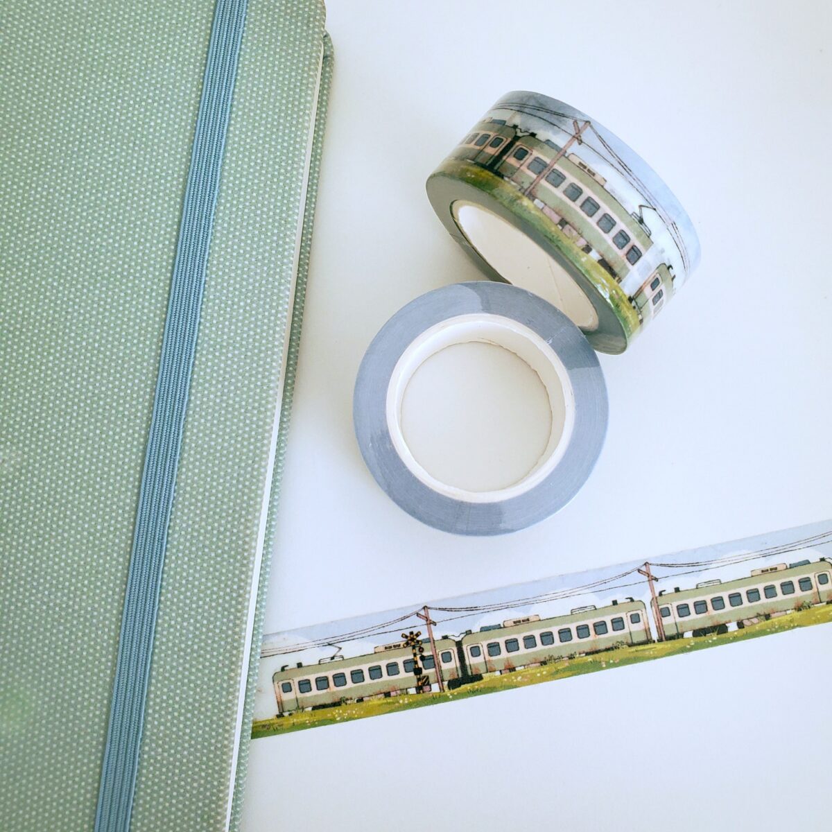 washi tape of a japanese-inspired train