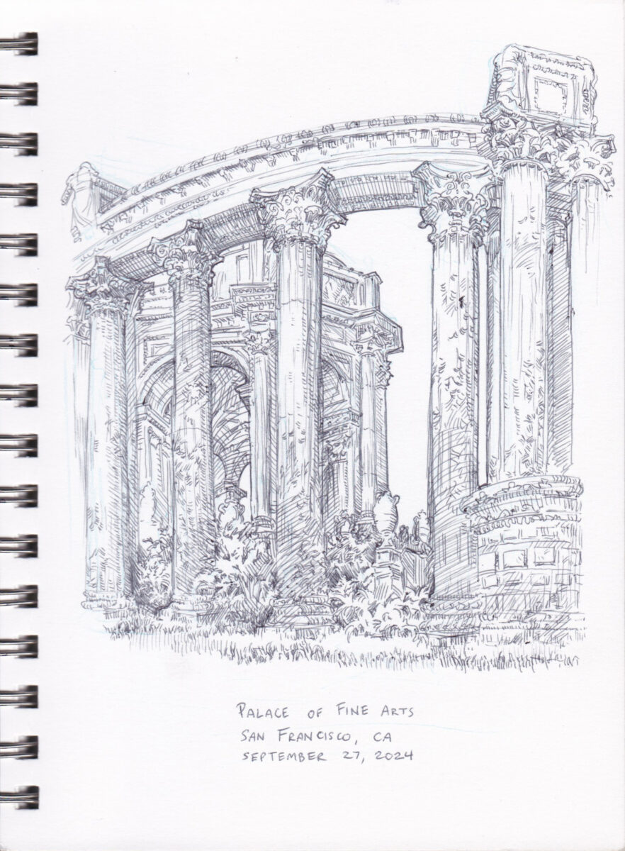 Sketch of the Palace of Fine Arts in San Francisco, CA