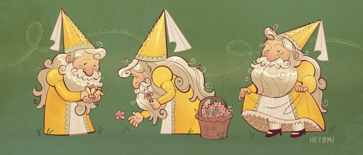 Pose exploration of the original character, the Gnome Princess.