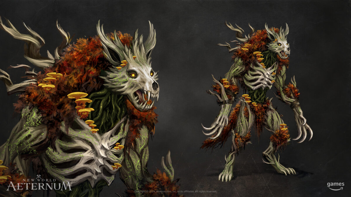 Painting of an undead werewolf made of undergrowth